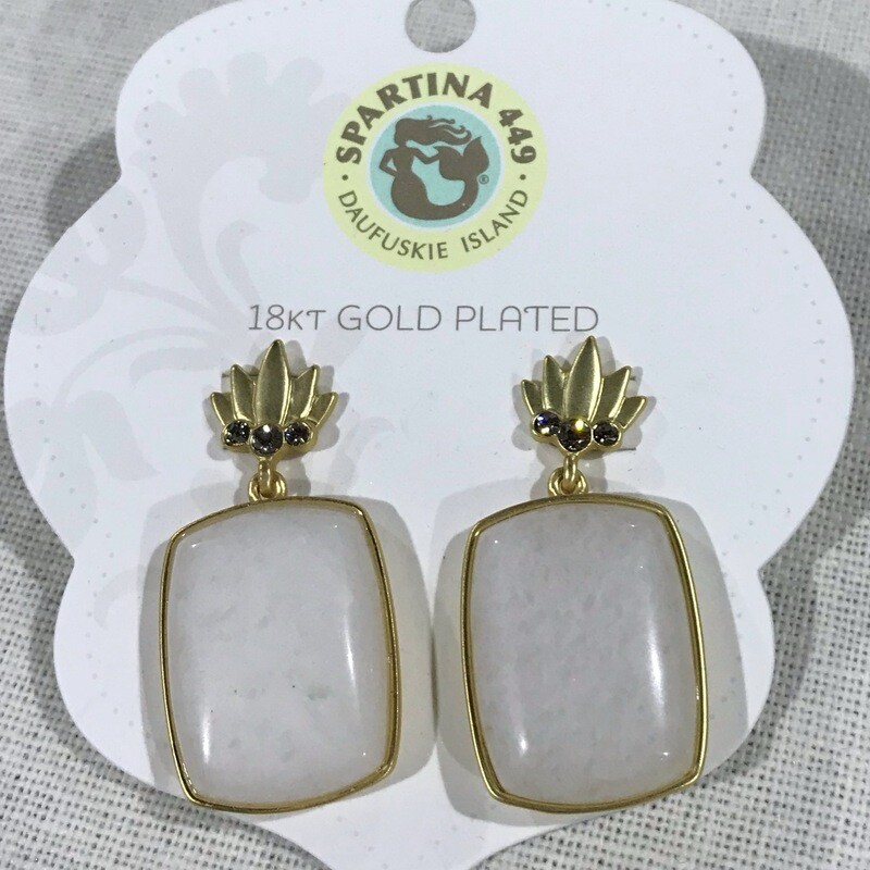 Pineapple Topped Earrings White