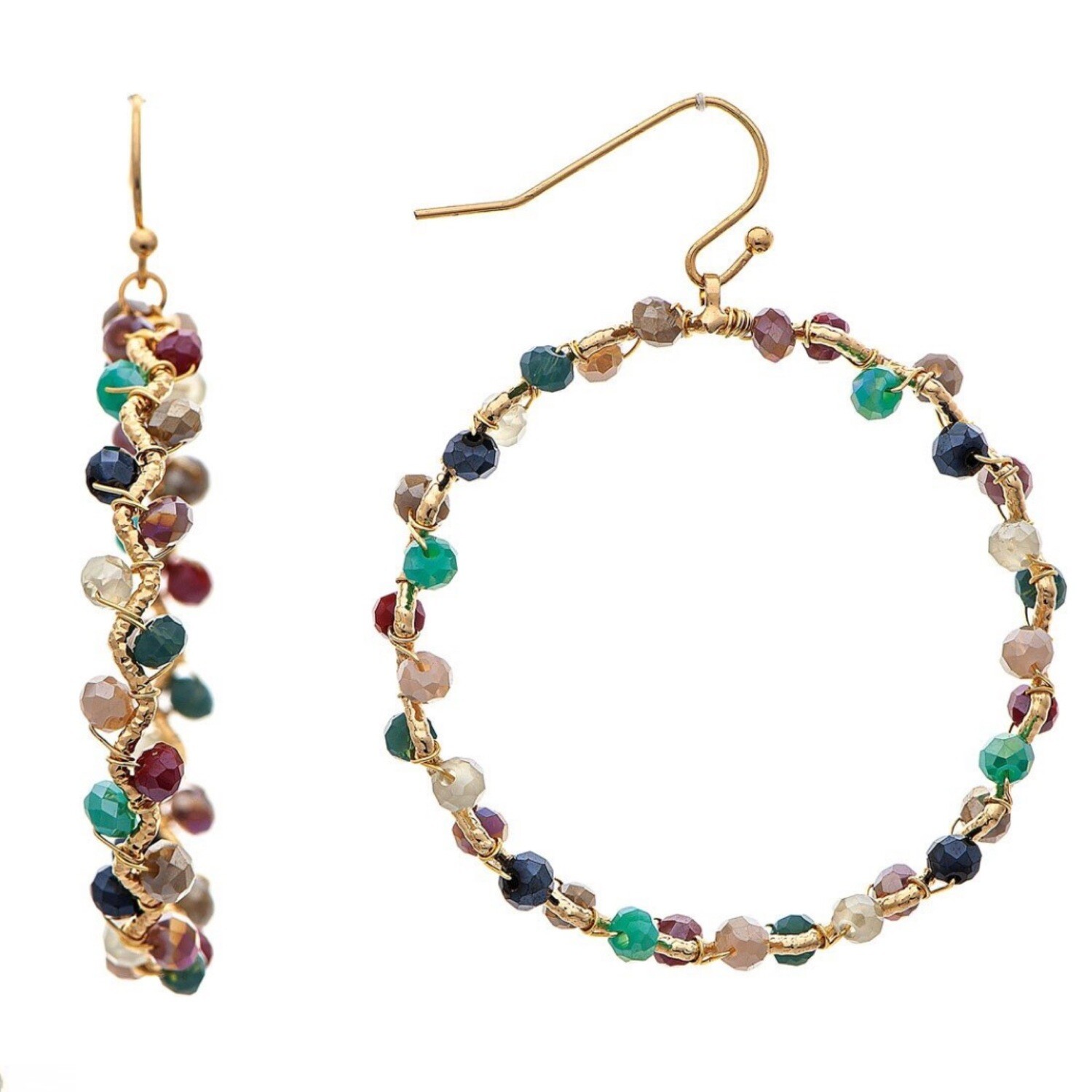 Bead Wrap Circle Earrings