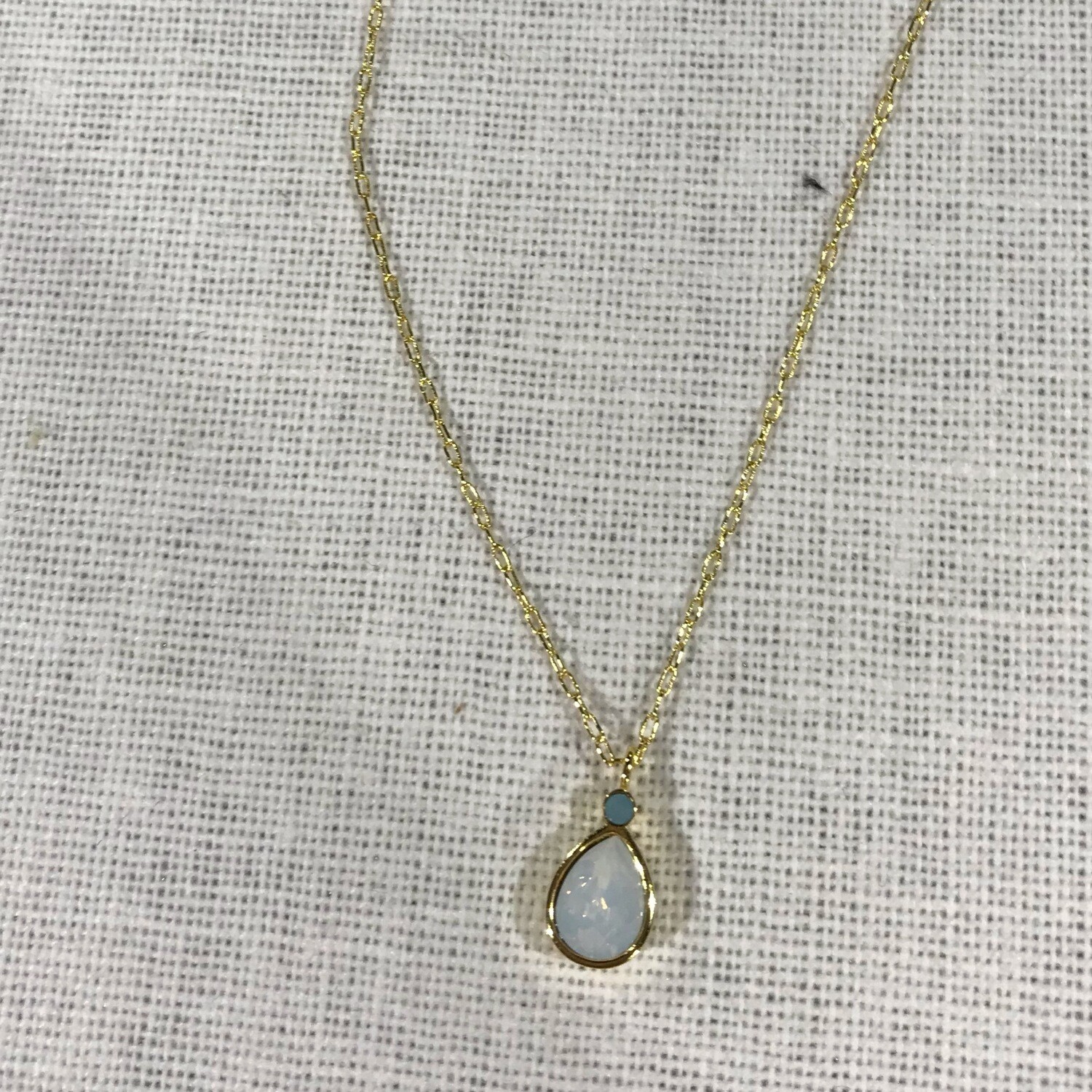Teardrop Necklace White Opal