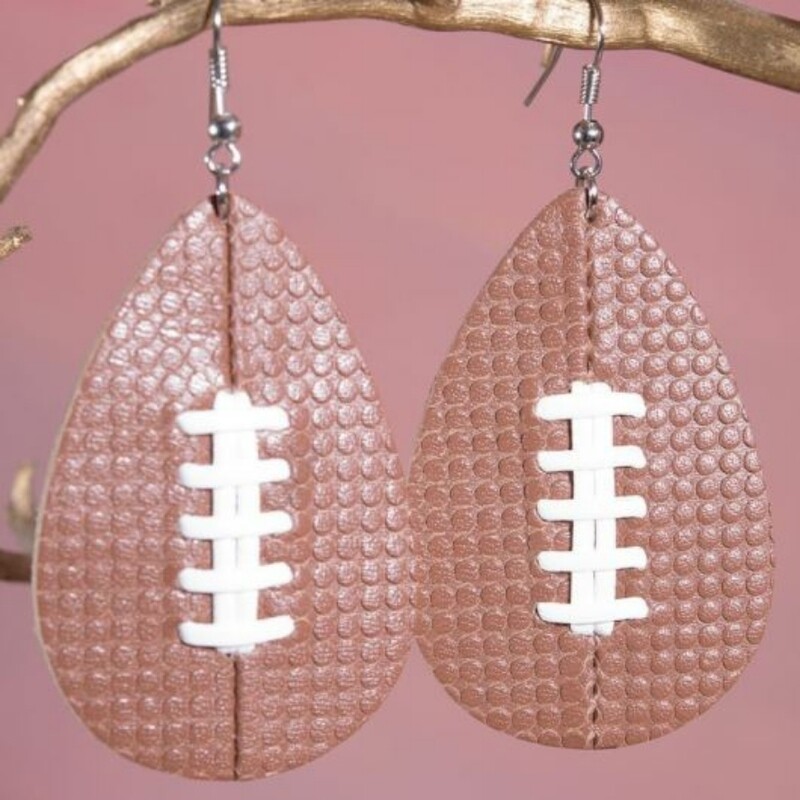 Leather Football Earrings