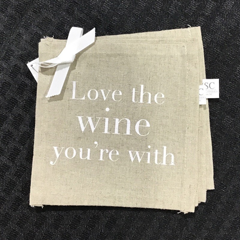 Love The Wine Linen Coasters