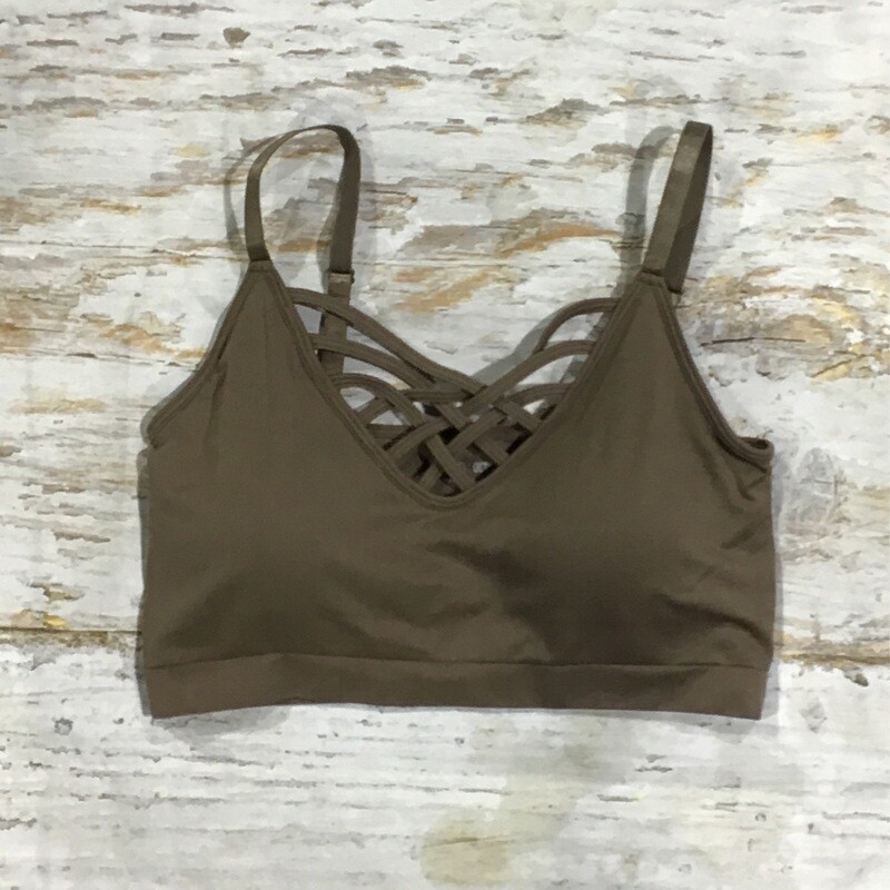 TAN CRISSCROSS BRALETTE