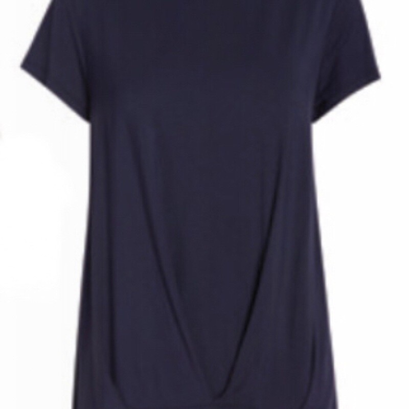 Navy Pleated Front Tee