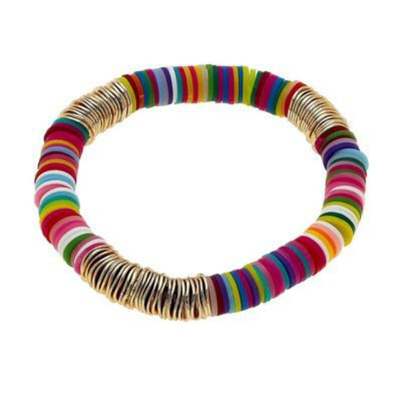 Multi Color Clay Stretch Bracelet