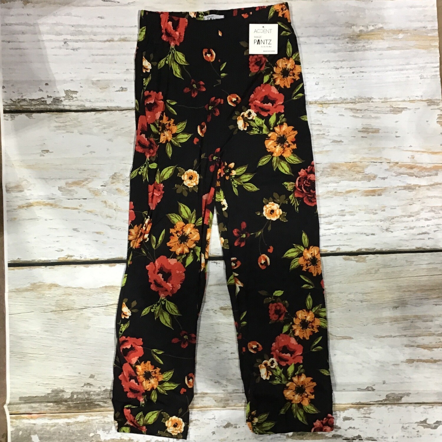 Magic Pants Black Floral One Size