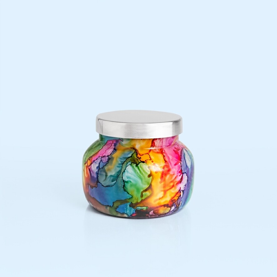 8oz Volcano Candle. Rainbow Water Color