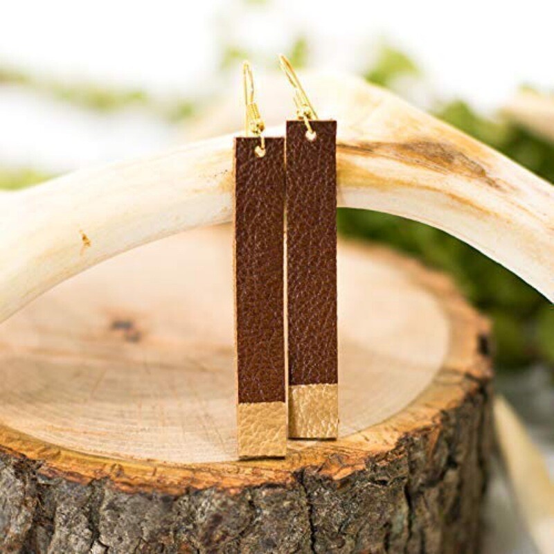 Bar Earrings. Brown/Gold