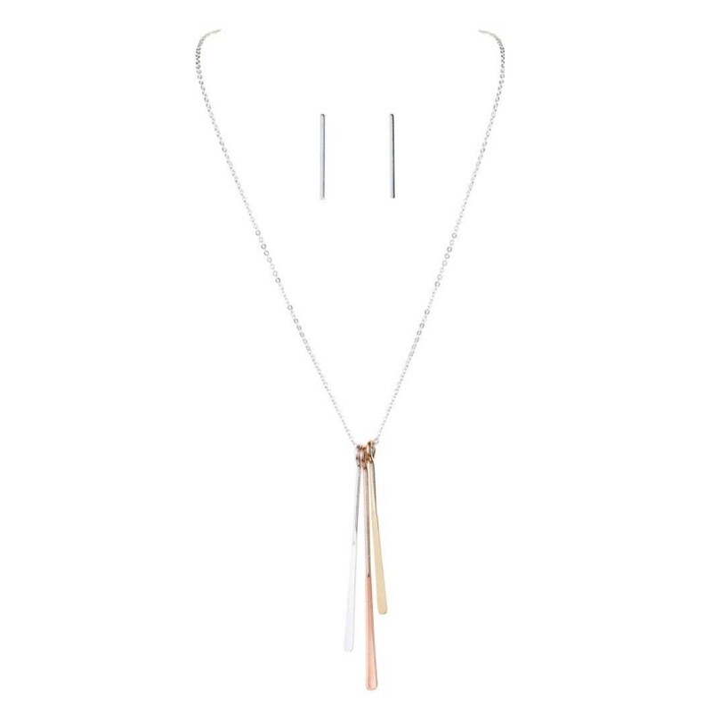 3 Bar Drop Necklace and Earring Set