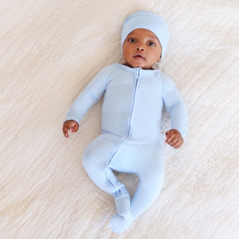 Long Sleeve With 2 way Zipper Onesie. Blue