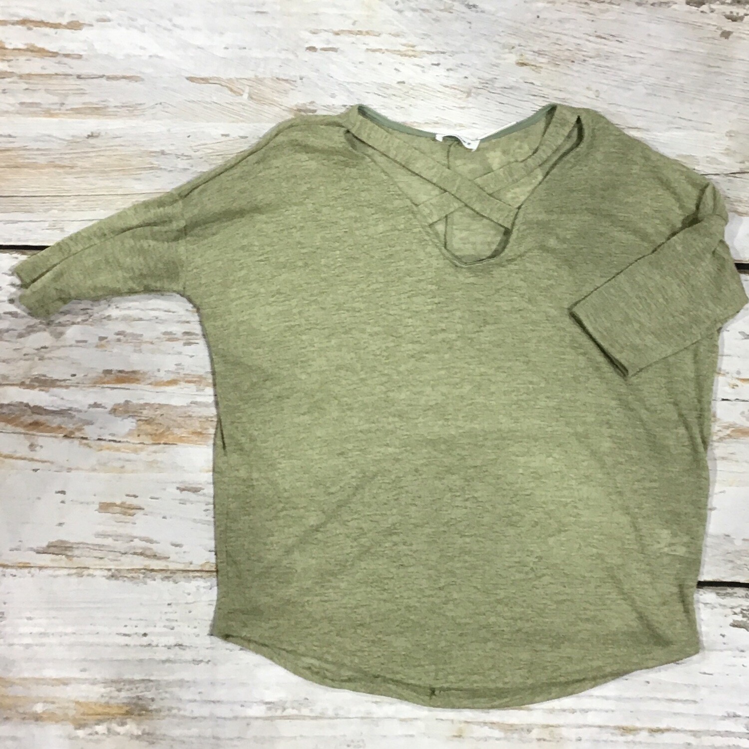GREEN CRISS-CROSS TOP