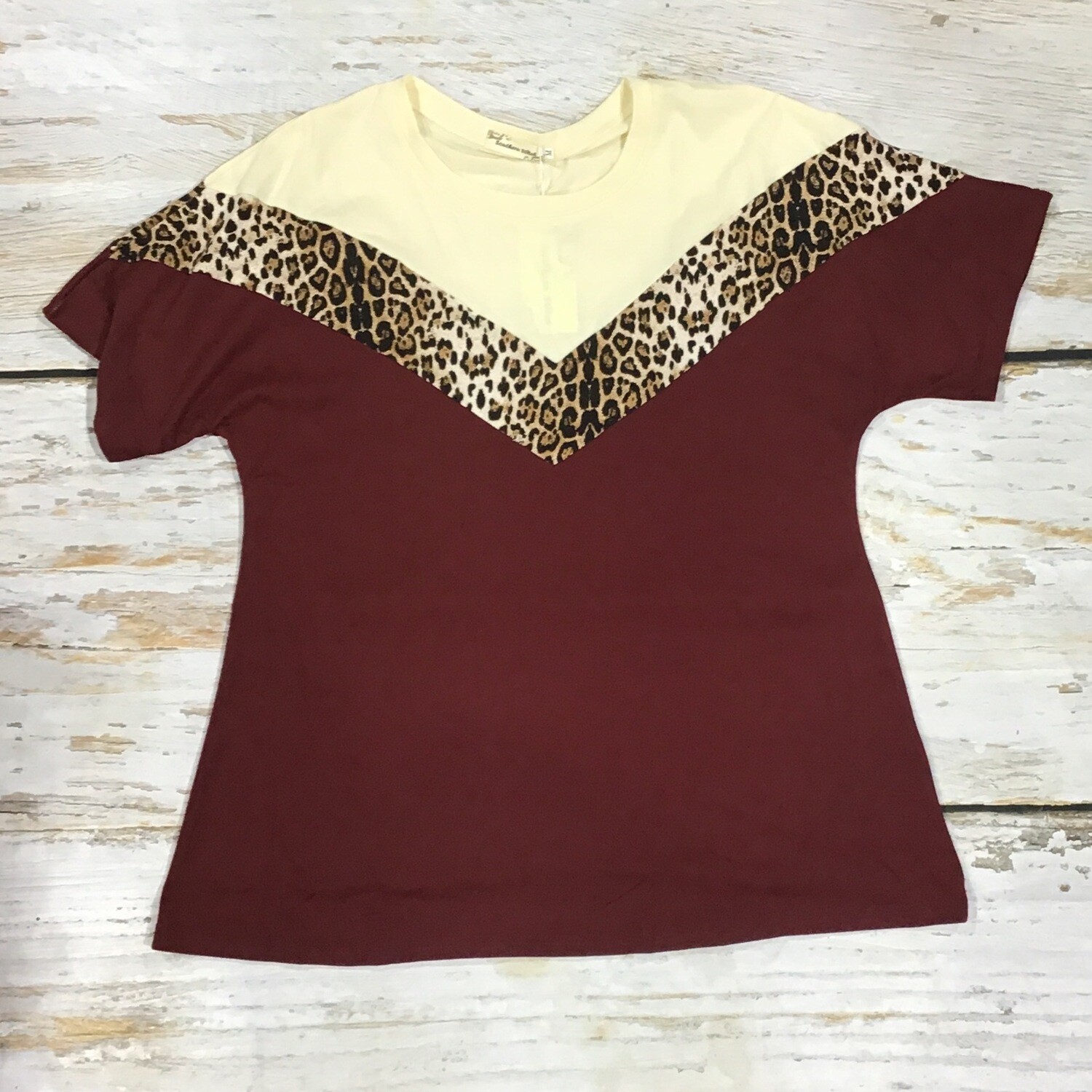 BURGUNDY W/LEOPARD TOP