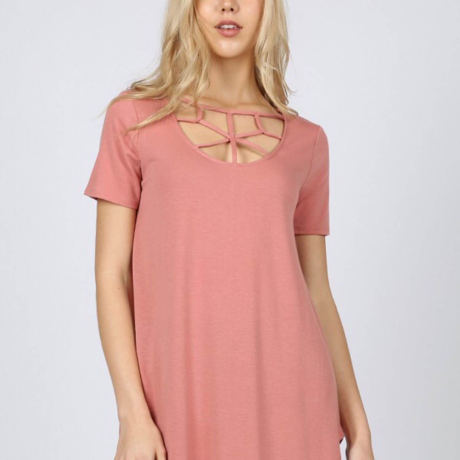 DARK BLUSH CRISS CROSS TOP