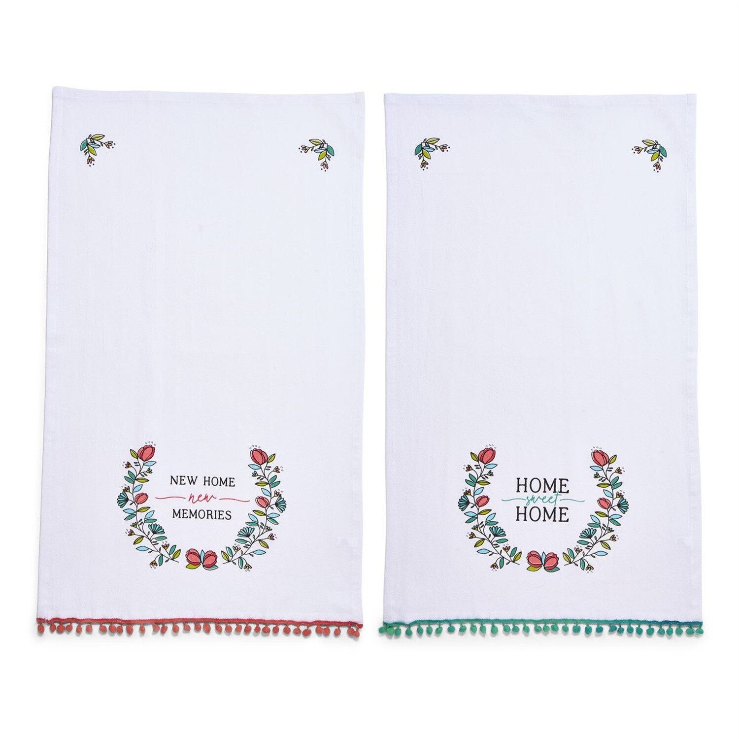 Dish Towel with Pom Pom Trim