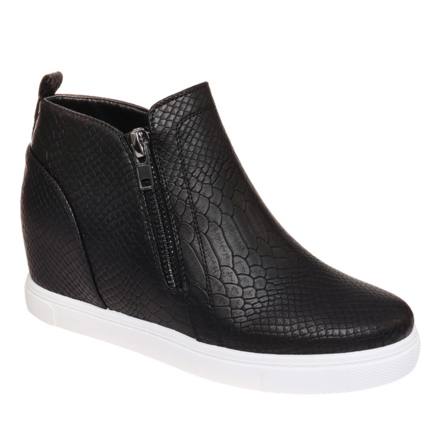 Wedge Sneakers. Snake Skin Black Hide 1