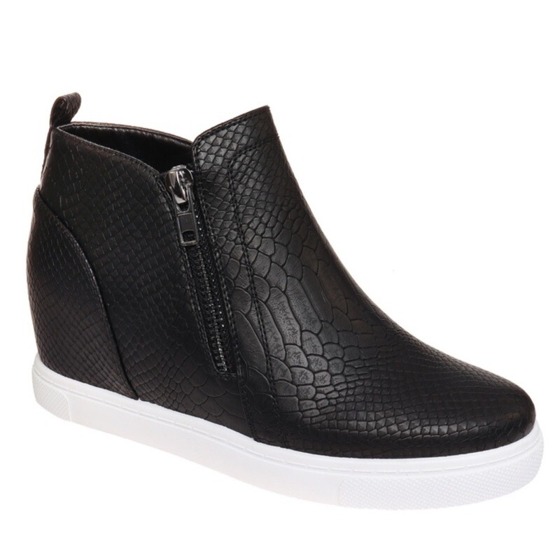 Wedge Sneakers. Snake Skin Black Hide 1