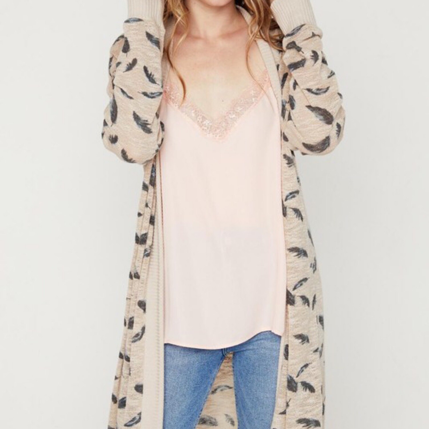 Feather Printed Cardigan