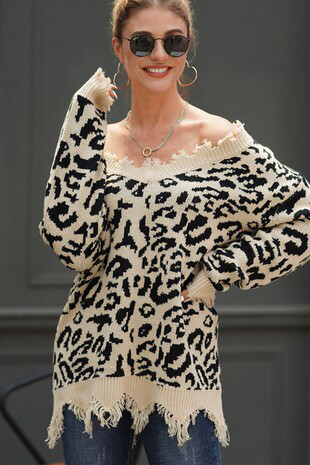 Leopard Ragged Sweater