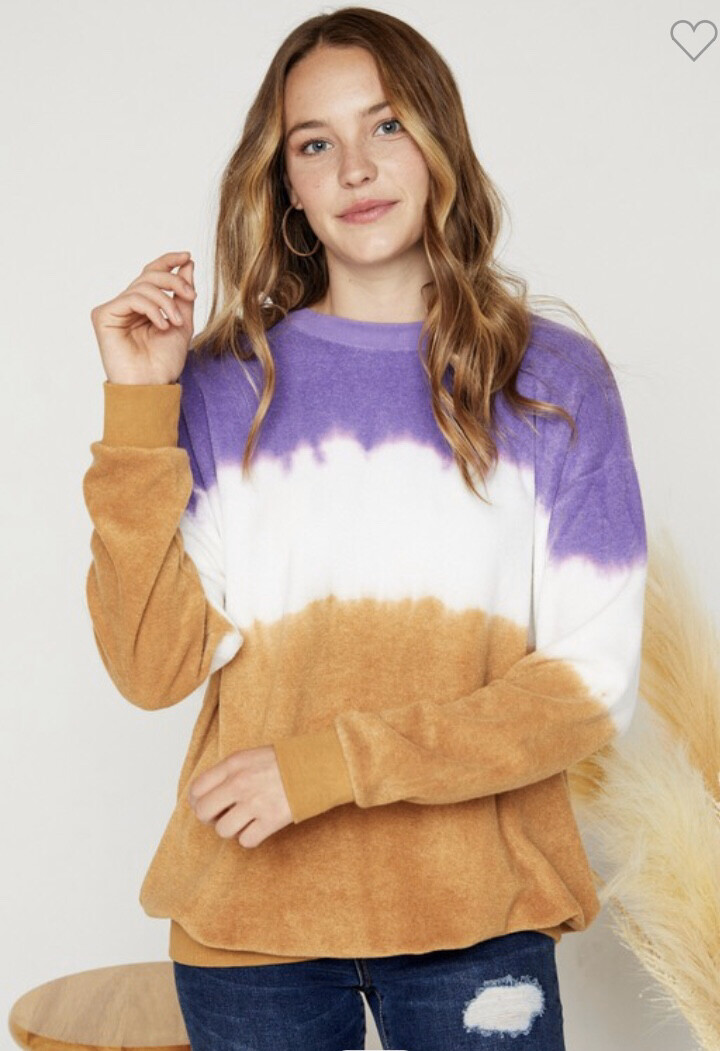 Purple Tie Dye Terry Cloth Sweatshirt