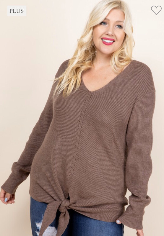 Mocha Tie Front Sweater