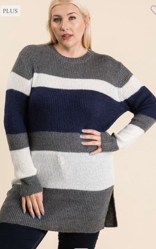 Grey/Navy Tunic Sweater 