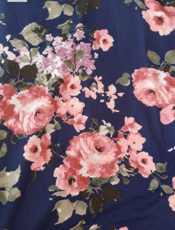 Navy Floral Top with Stripe Sleeves