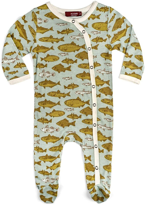 Footed Romper Blue Fish