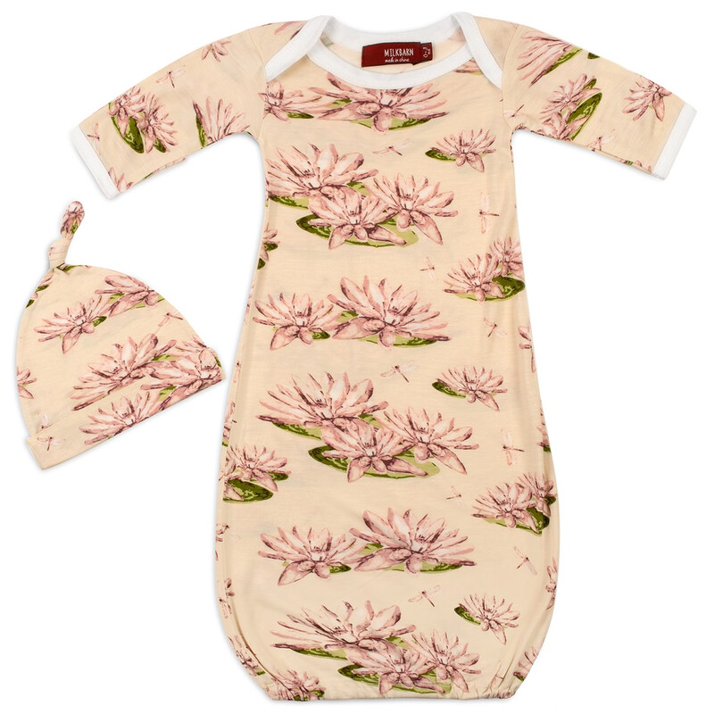 Gown & Hat Newborn Water Lilly