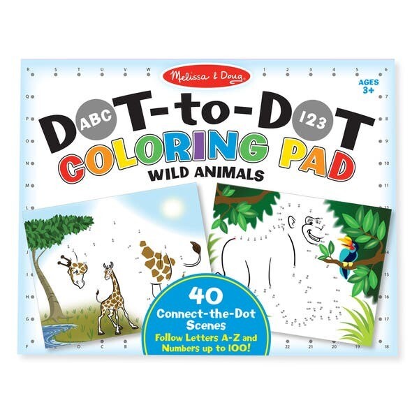 Dot To Dot Coloring Pad-wild animals