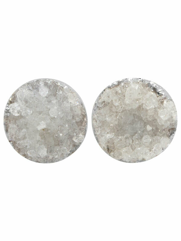 Round Druzy White Earrings