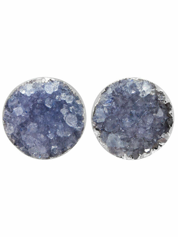 Round Druzy Turquoise Earrings