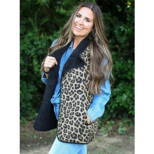 Leopard Reversible Sherpa Vest