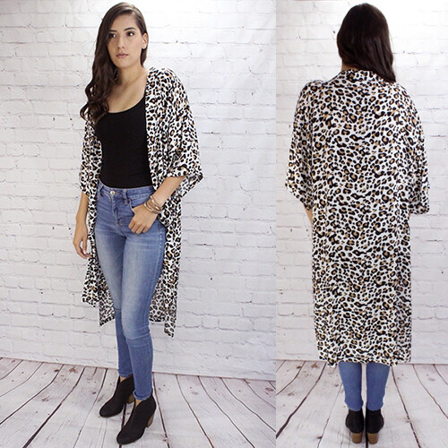 White Leopard Duster One Size