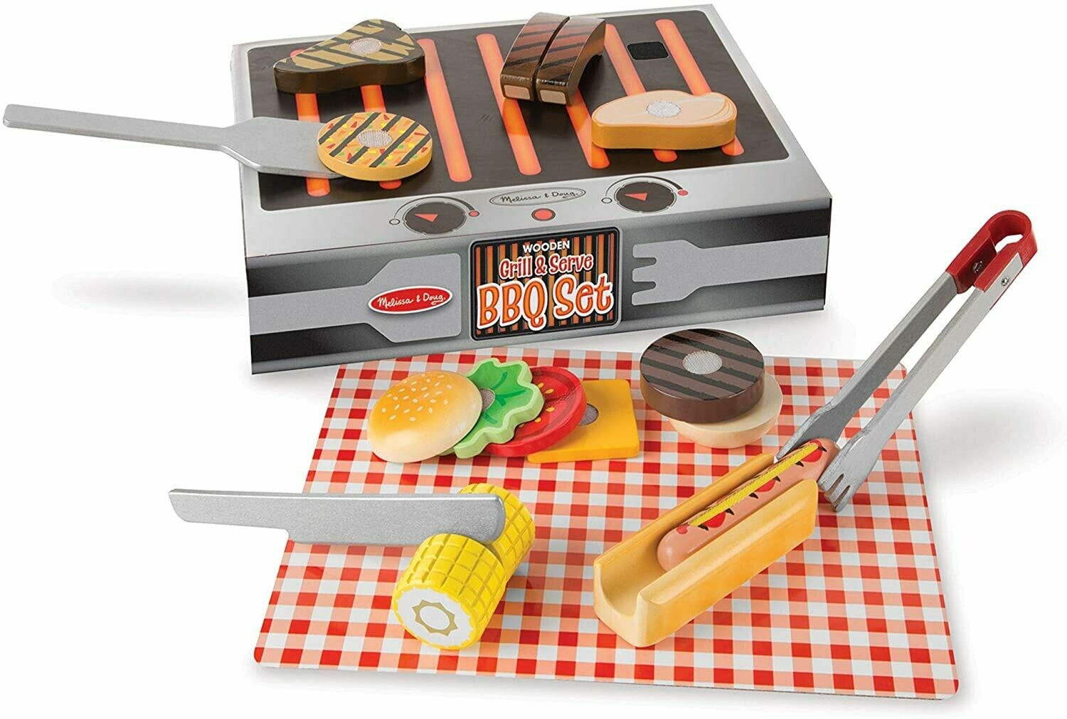 Wooden Grill & Serve BBQ Set