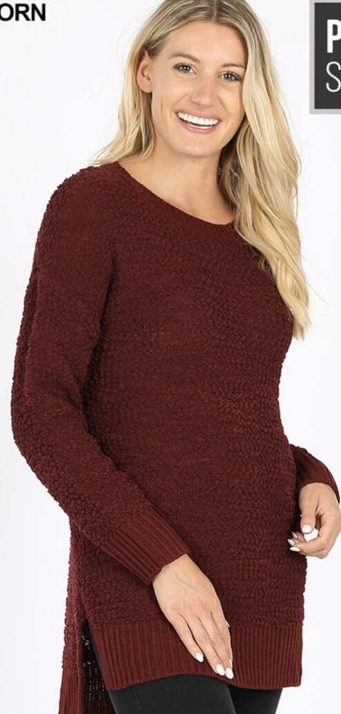 Burgundy Popcorn Sweater