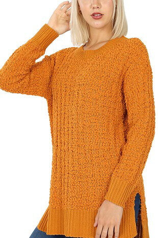 Mustard Cable Popcorn Sweater