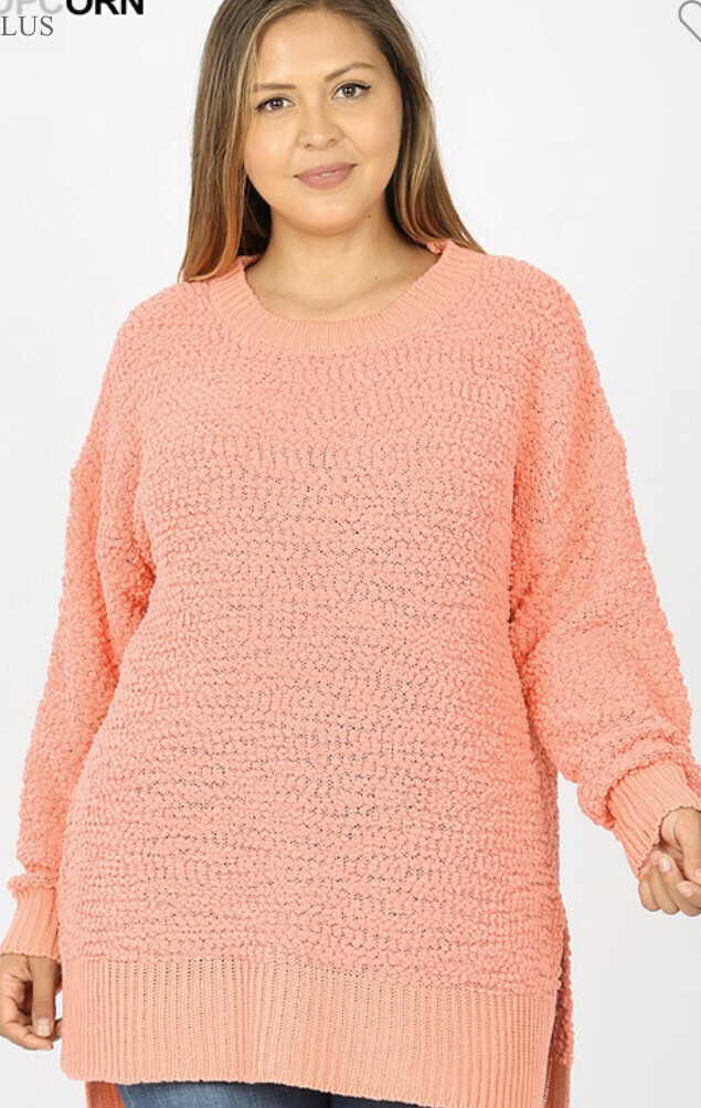 Coral Popcorn Sweater