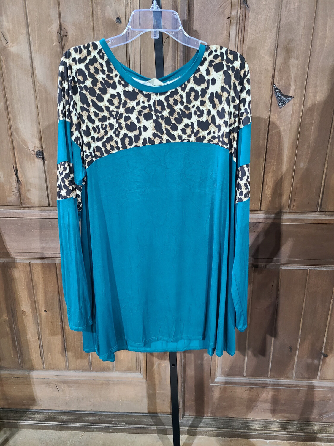 Teal Leopard Long Sleeve Top