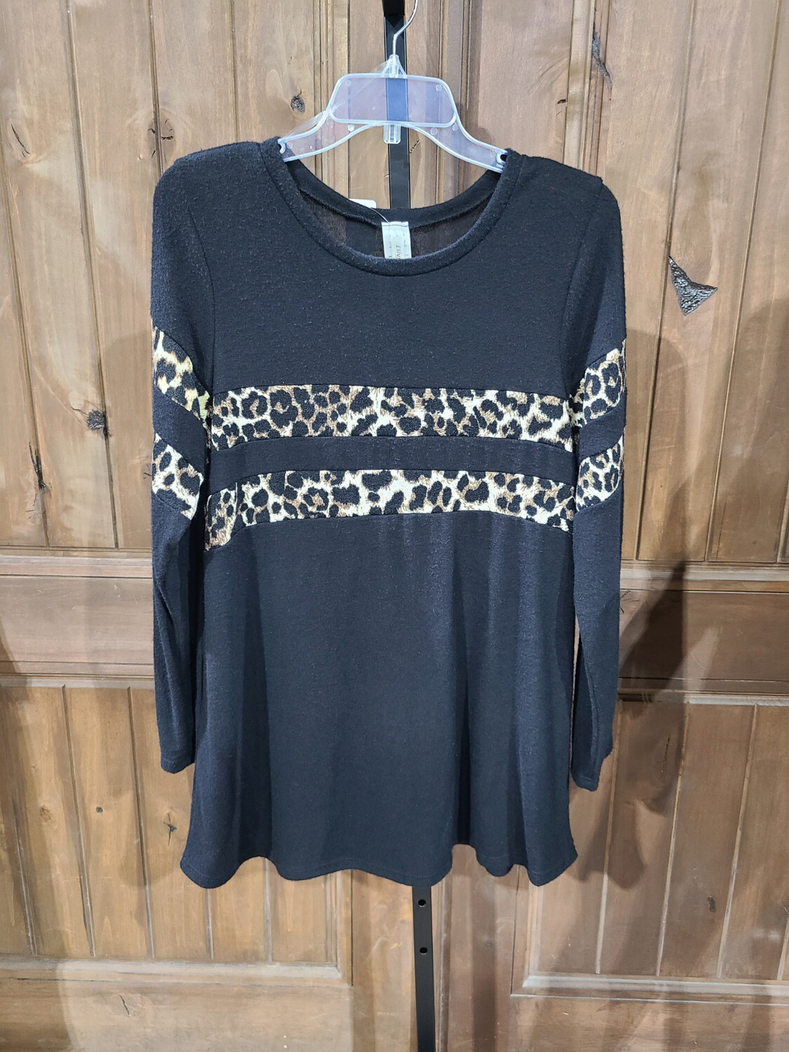 Black Leopard Long Sleeve Top