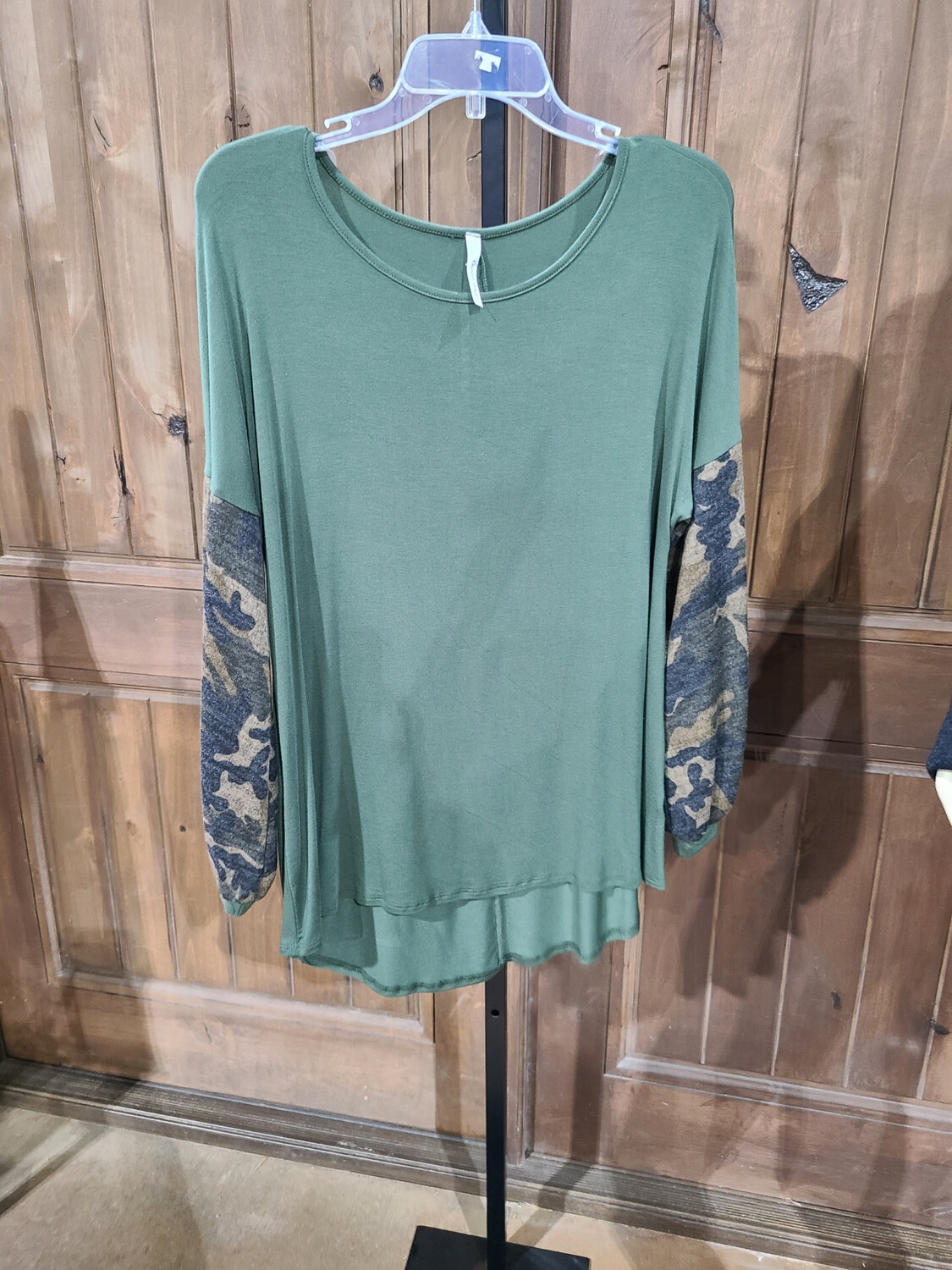 Green Camo Long Sleeve Top