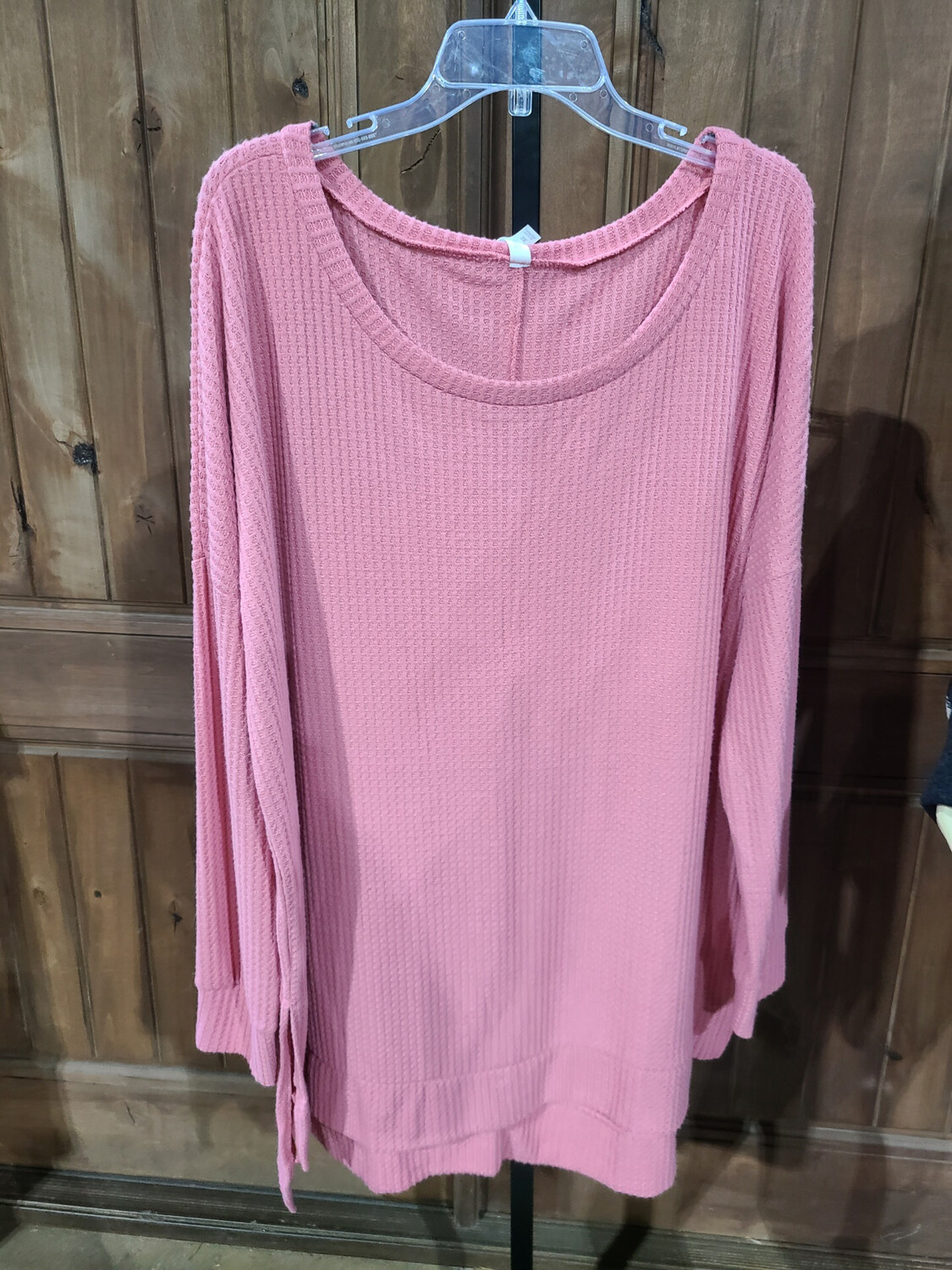 Rose Oversize Waffle Long Sleeve Shirt