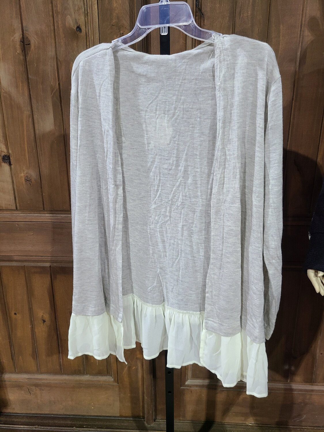 Grey with White Lace Cardigan