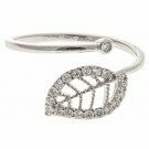 Silver Pave Leaf Open Size 7