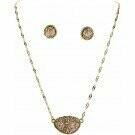 Rose Gold Wheat Chain Druzy Necklace Set