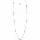 Silver Long BarStation Necklace and Earring Set