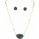 Gold Wheat Chain Druzy Necklace Set