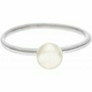 Silver Faux Pearl Solitaire Ring Size 7