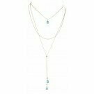 Gold Aqua 3 Layer Slide Ball Necklace Set
