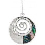 Silver Swirl Half Circle Abalone Earrings