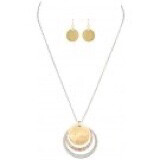 Tri Circle Pendant Necklace and Earring Set