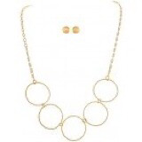 Gold 5 Circle Necklace and Earing Set